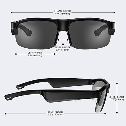 Bluetooth Smart Sunglasses with Built-In Speakers & Mic – Wireless Audio, Hands-Free Calling, UV Protection