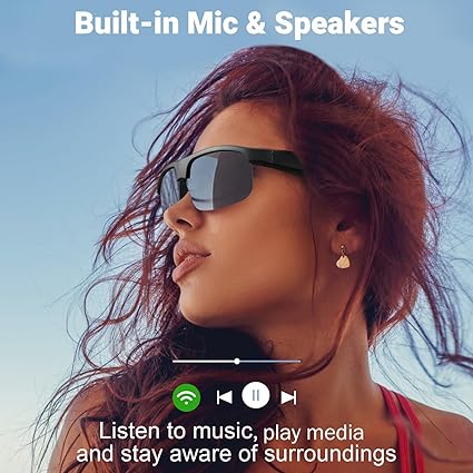 Bluetooth Smart Sunglasses with Built-In Speakers & Mic – Wireless Audio, Hands-Free Calling, UV Protection